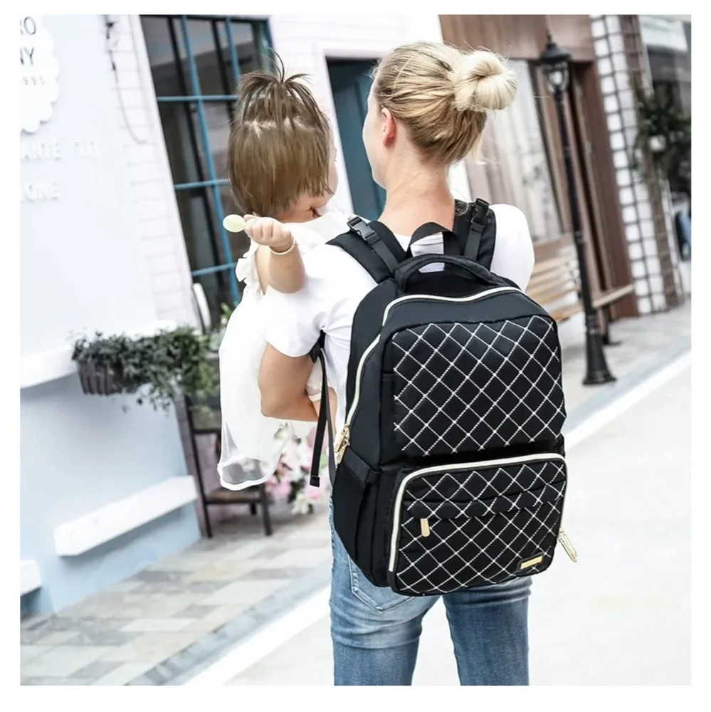 NWT Diaper Bag Backpack Black and Gold